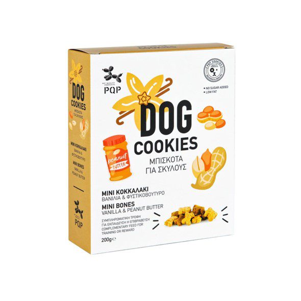 Λιχουδιές Μπισκότα για Σκύλους με Βανίλια και Φυστικοβούτυρο PQP 200gr - Dogful
