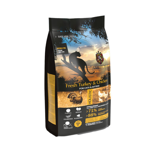 Τροφή για Νεαρές Γάτες και Γατάκια με Φρέσκια Γαλοπούλα και Κοτόπουλο AMBROSIA - Dogful