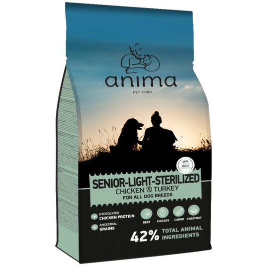 Anima Senior, Light, Sterilized Chicken & Turkey All Breeds 14kg με Κοτόπουλο & Γαλοπούλα για Σκύλους όλων των Φυλών.