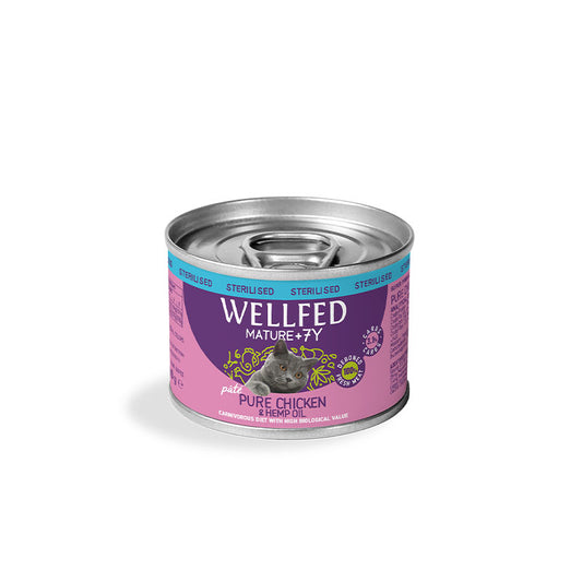 Κονσέρβα WELLFED για Ηλικιωμένες Στειρωμένες Γάτες 7+ ετών Κοτόπουλο & Έλαιο Κάνναβης