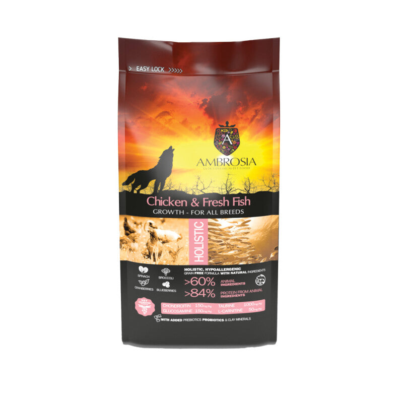 Τροφή για Κουτάβια με Κοτόπουλα και Φρέσκο Ψάρι AMBROSIA 2kg