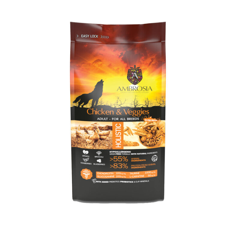 Τροφή Ενήλικου Σκύλου με Κοτόπουλο και Λαχανικά AMBROSIA - Dogful