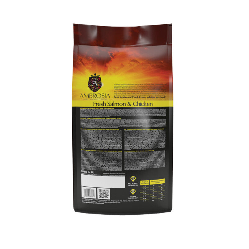 Τροφή Σκύλου mini με Κοτόπουλα και Φρέσκο Σολομό AMBROSIA